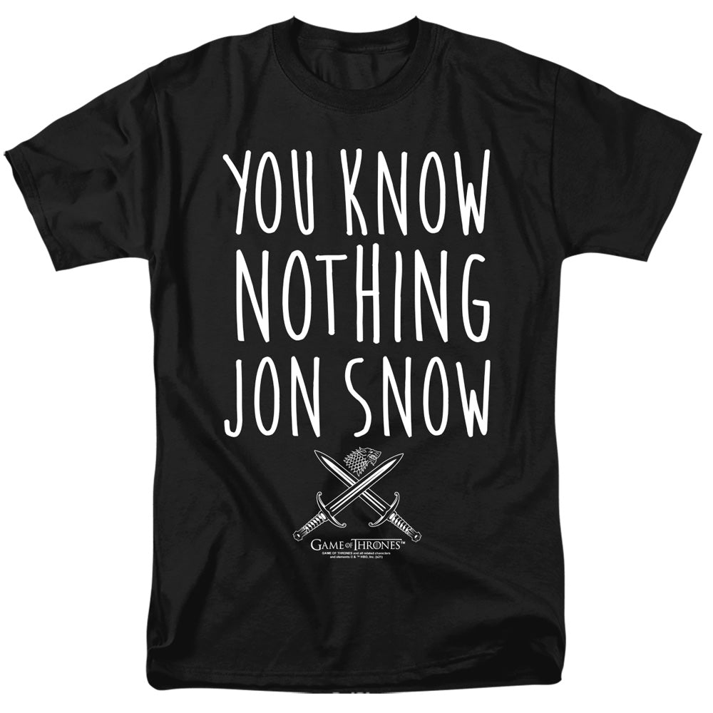 Game Of Thrones - You Know Nothing Jon Snow - Adult Unisex T-Shirt - Black
