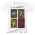 Game Of Thrones - House Squares - Adult Unisex Short Sleeve T-Shirt - White