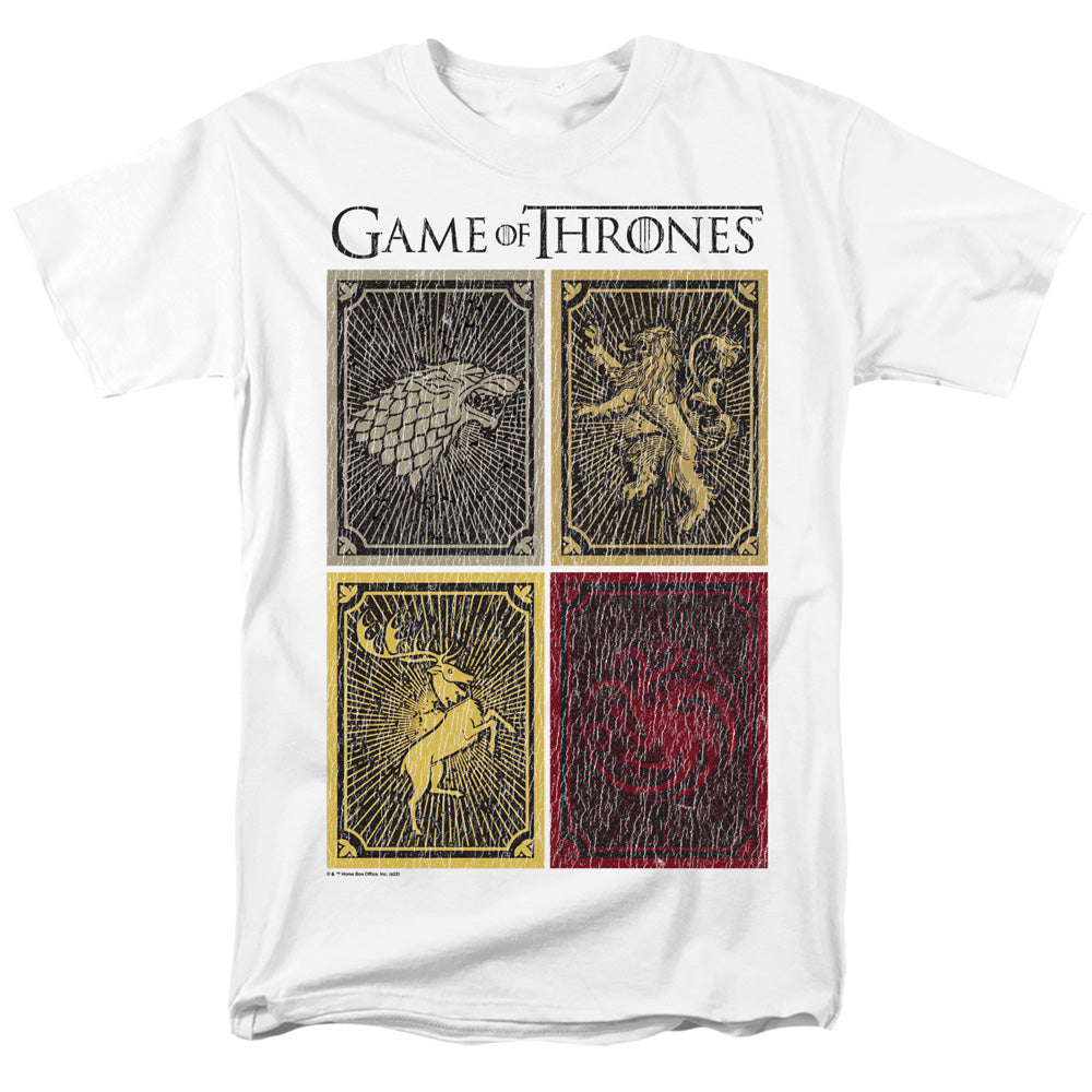 Game Of Thrones - House Squares - Adult Unisex Short Sleeve T-Shirt - White