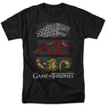 Game Of Thrones - Sigil Banners - Adult Unisex Short Sleeve T-Shirt - Black