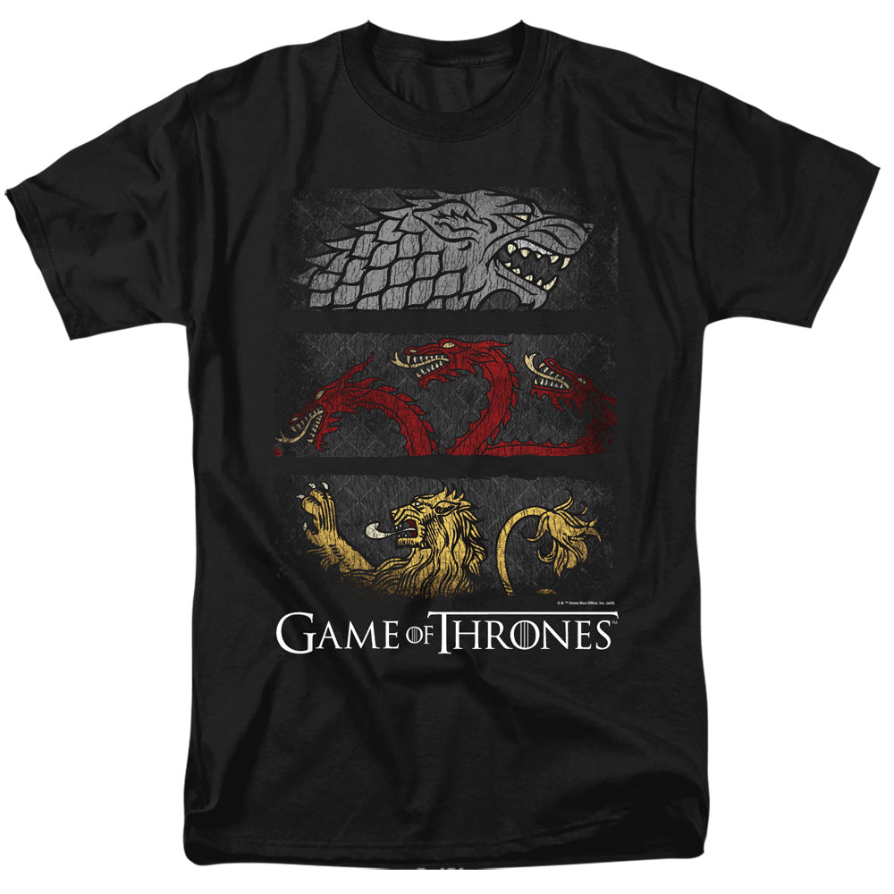 Game Of Thrones - Sigil Banners - Adult Unisex Short Sleeve T-Shirt - Black