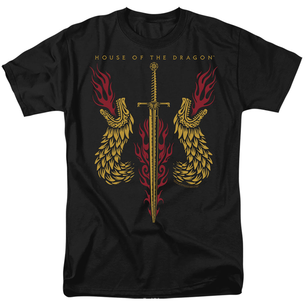 House Of The Dragon - Sword And Dragon Heads - Adult Unisex T-Shirt - Black