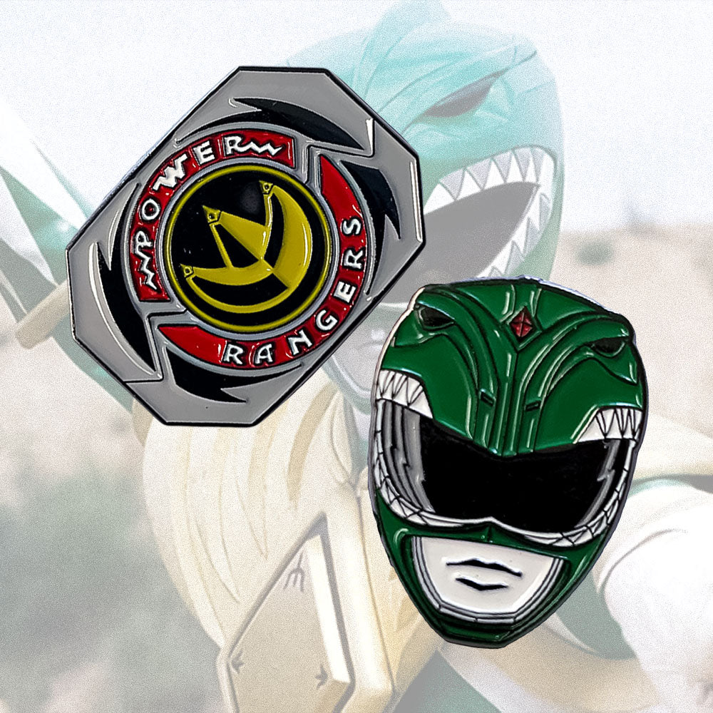 Power Rangers Green Ranger Mask and Emblem 2 Pack Enamel Pin Set
