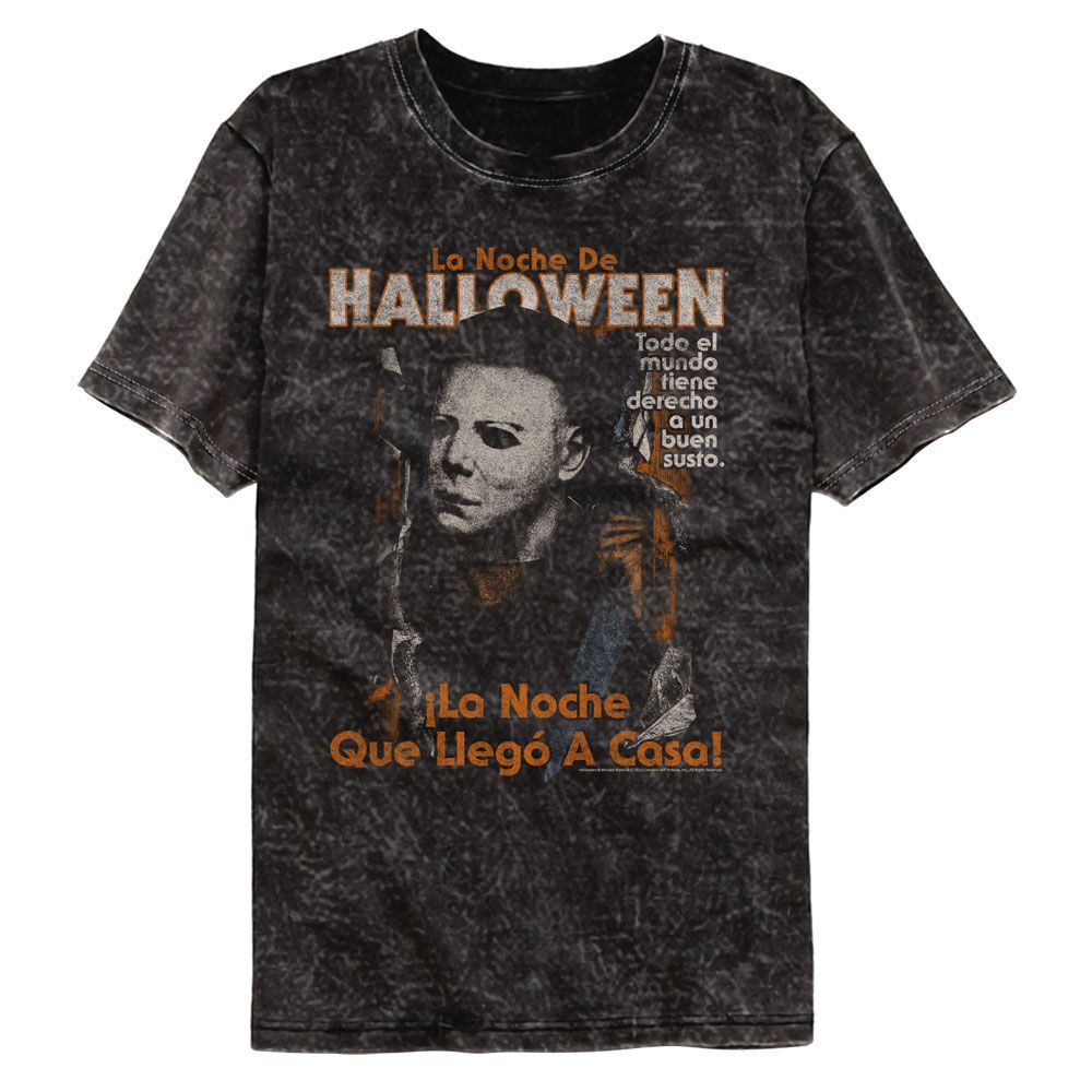 Halloween Spanish Poster Officially Licensed Adult Short Sleeve Mineral Wash T-Shirt