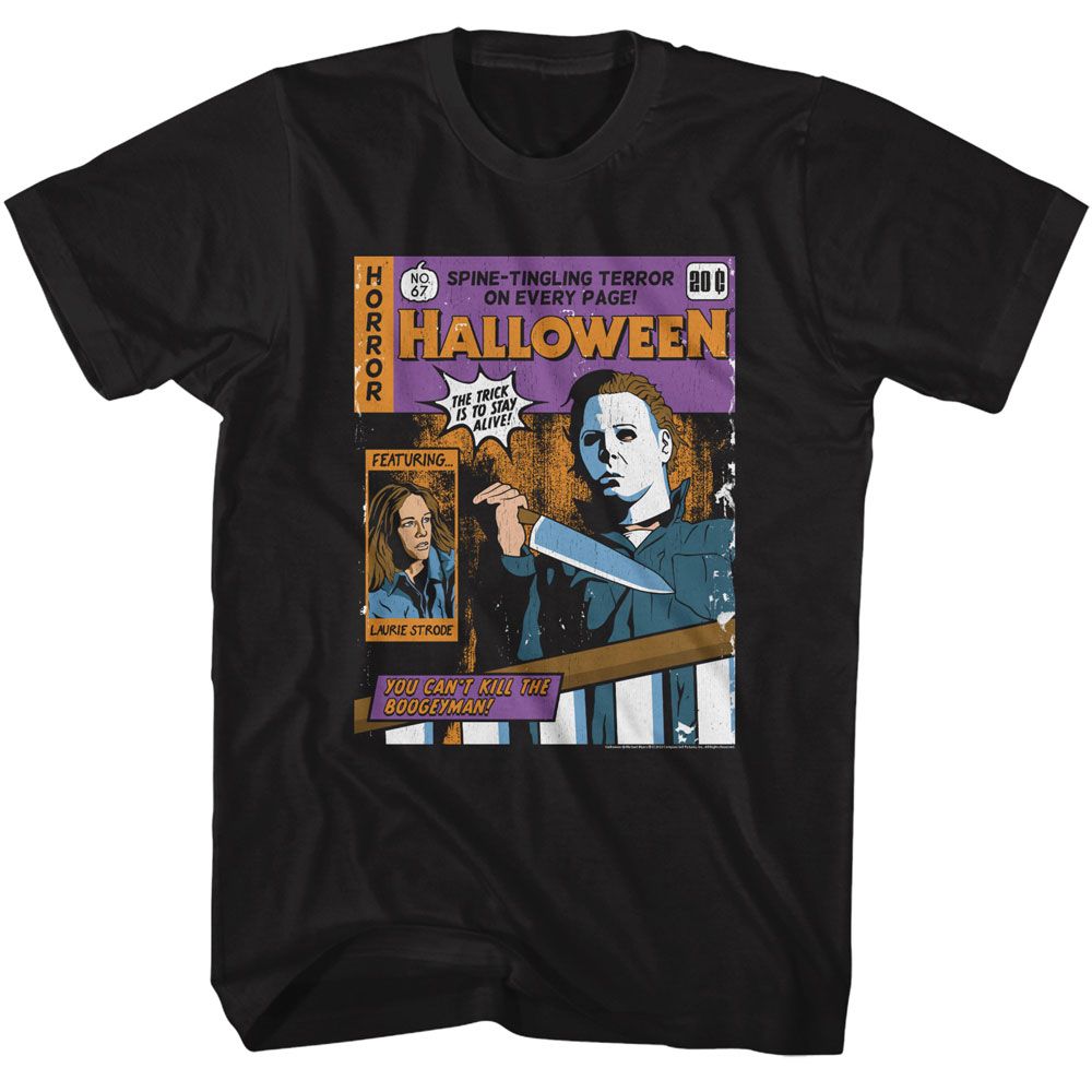 Halloween - Horror Comic - American Classics - Solid Black Adult Short Sleeve T-Shirt