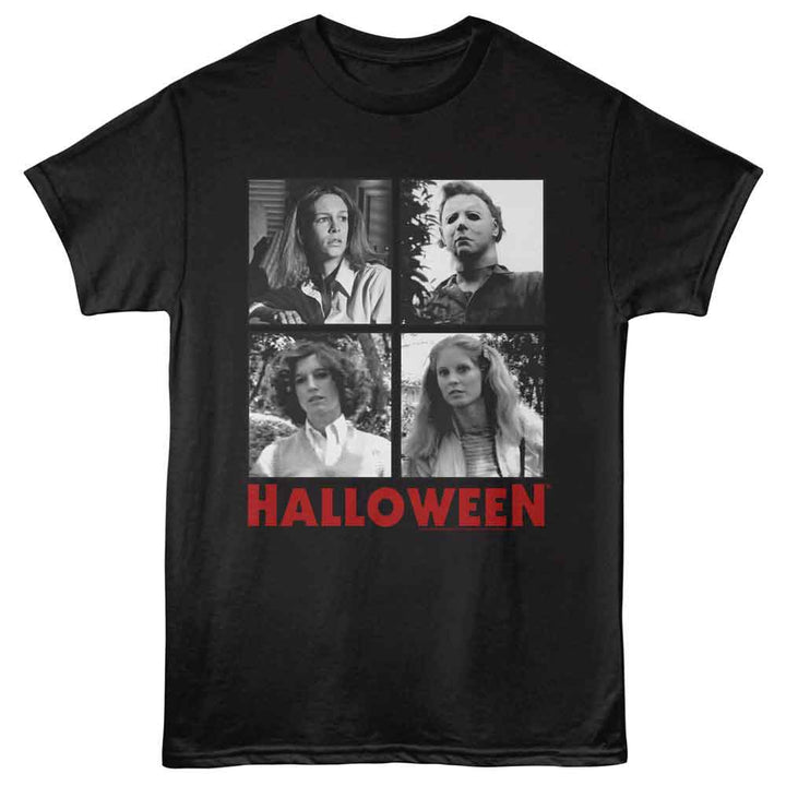 Halloween - Photo Grid - Black - Front Print Solid Adult Unisex Short Sleeve T-Shirt