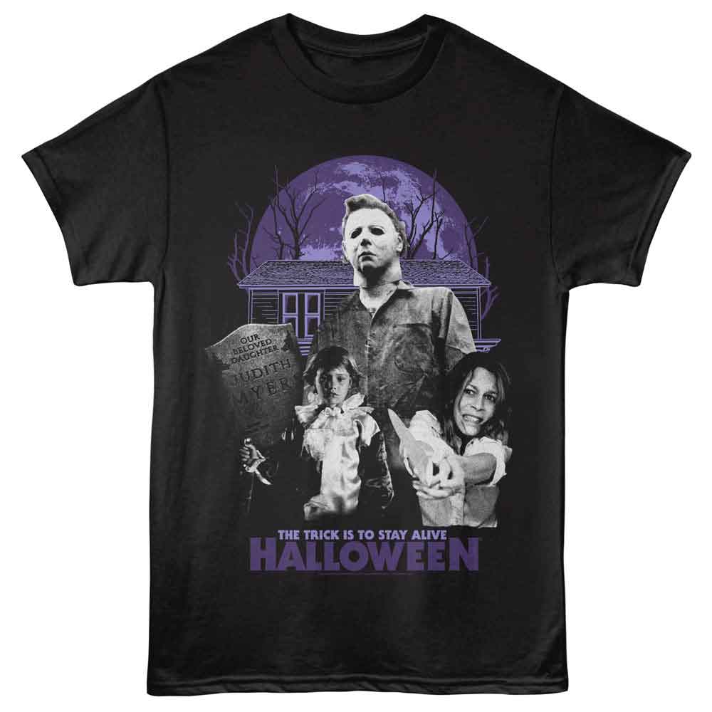 Halloween - Fullmoon - Black - Front Print Solid Adult Unisex Short Sleeve T-Shirt
