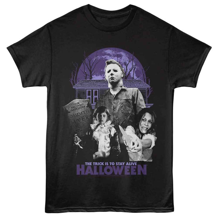 Halloween - Fullmoon - Black - Front Print Solid Adult Unisex Short Sleeve T-Shirt