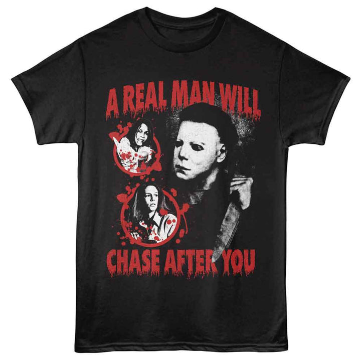 Halloween - A Real Man - Adult Short Sleeve T-Shirt - Black