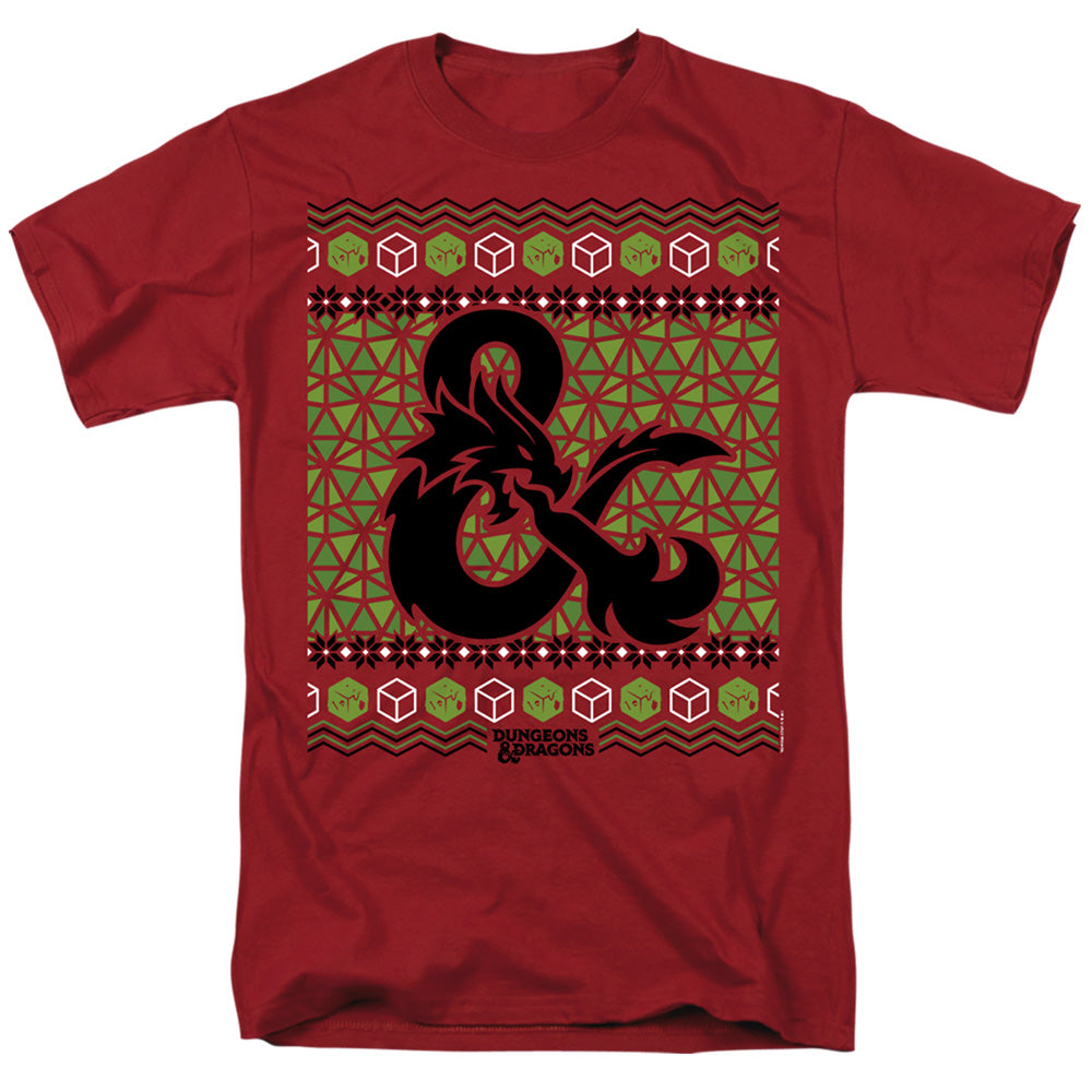 Dungeons And Dragons Ampersand Logo Ugly Christmas Adult Unisex T-Shirt Red