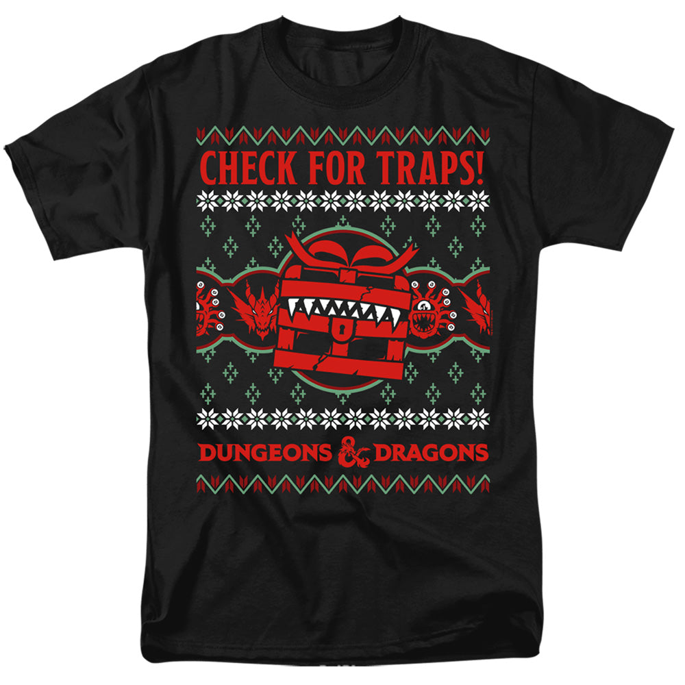Dungeons And Dragons Check For Traps Ugly Christmas Adult Unisex T-Shirt Black