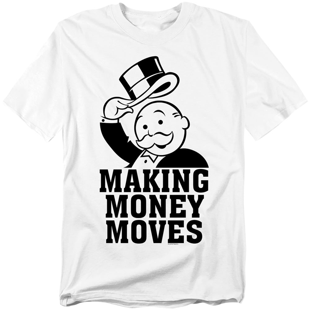Hasbro - Monopoly - Money Moves - Adult Unisex Short Sleeve T-Shirt - White