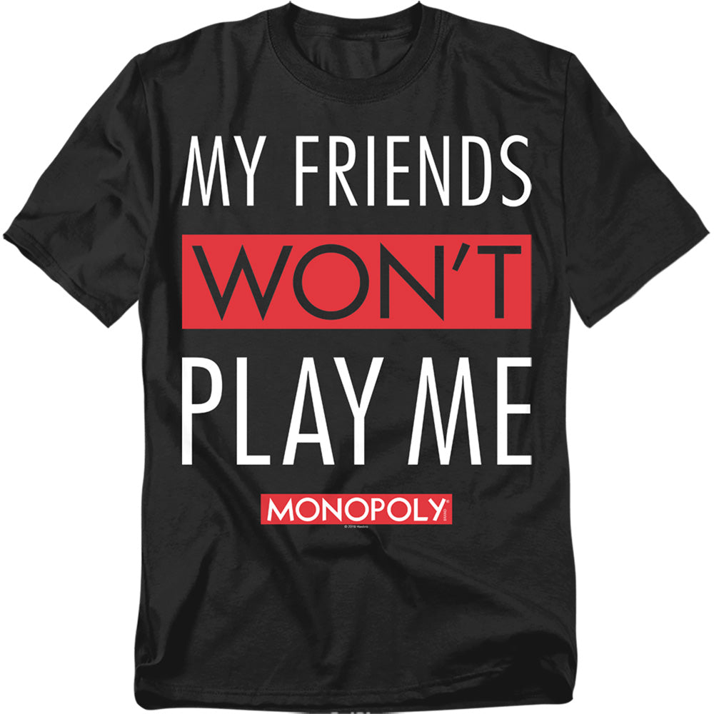 Hasbro - Monopoly - My Friends - Adult Unisex Short Sleeve T-Shirt - Black