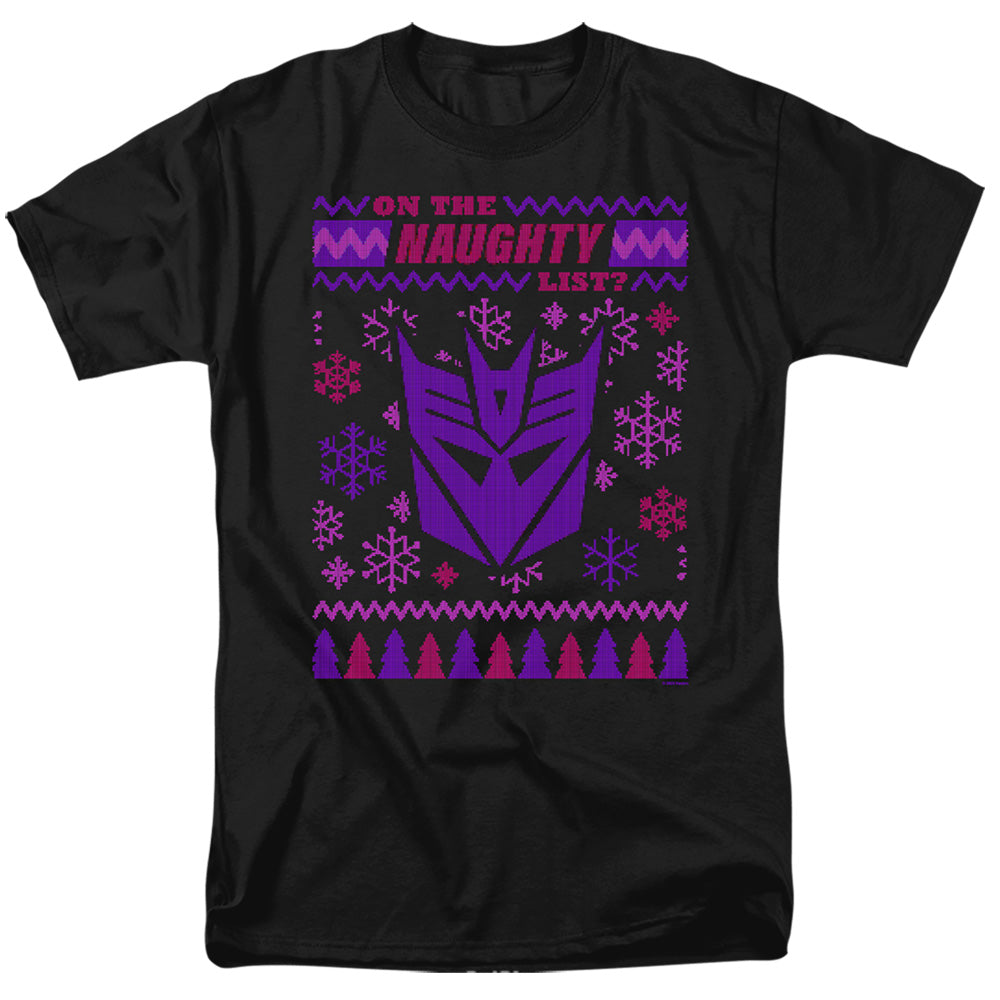 Transformers Decepticon Naughty List Ugly Christmas Adult Unisex T-Shirt Black