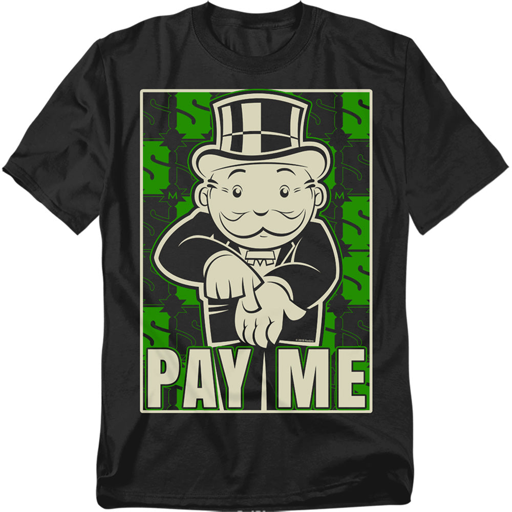 Hasbro - Monopoly - Pay Me - Adult Unisex Short Sleeve T-Shirt - Black
