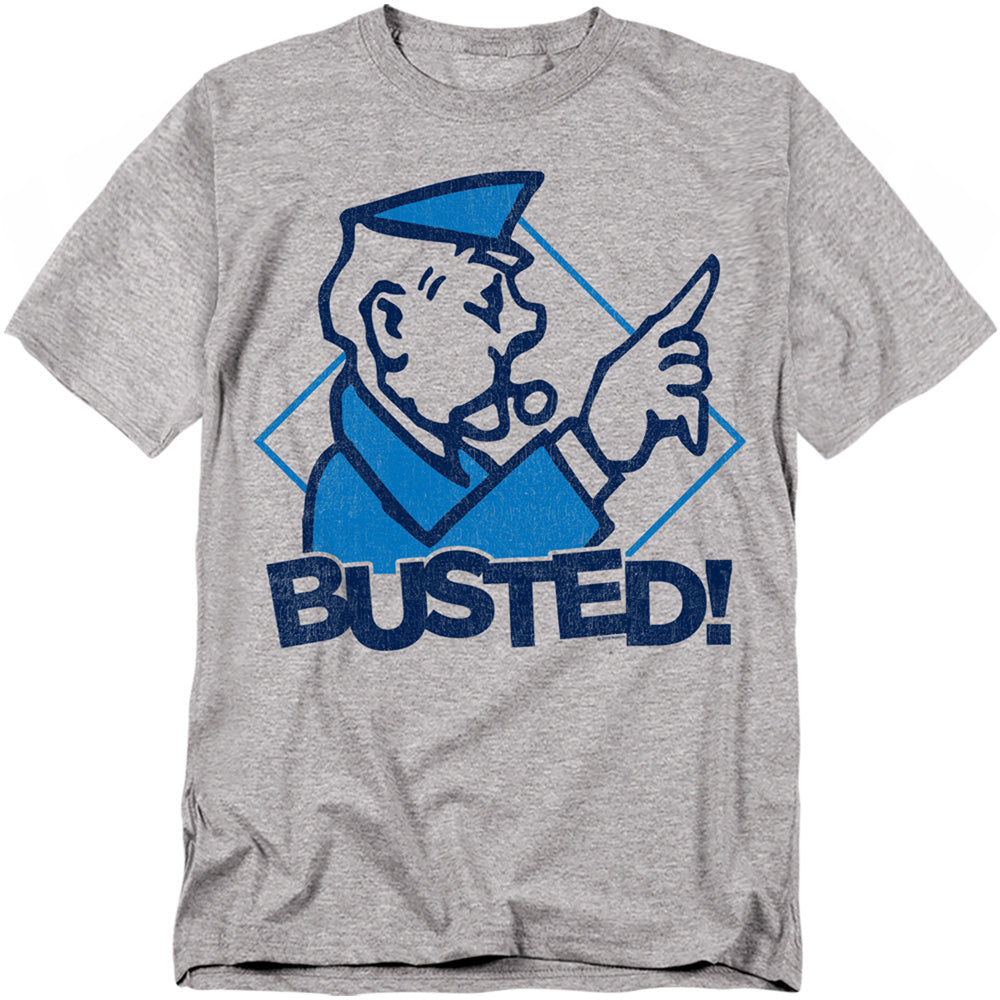 Hasbro - Monopoly - Busted - Adult Unisex Short Sleeve T-Shirt - Gray