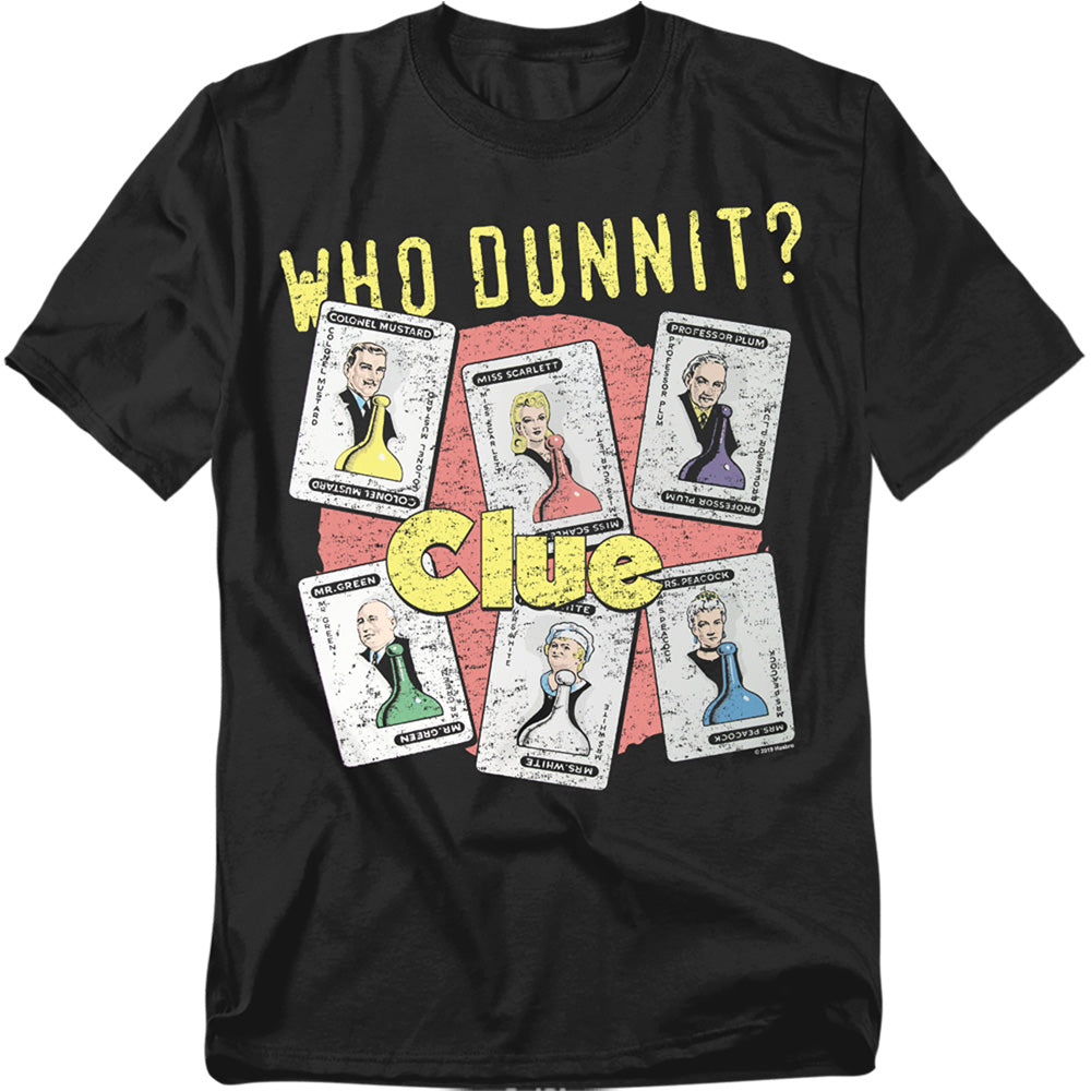 Hasbro - Clue - Who Dunnit - Adult Unisex Short Sleeve T-Shirt - Black