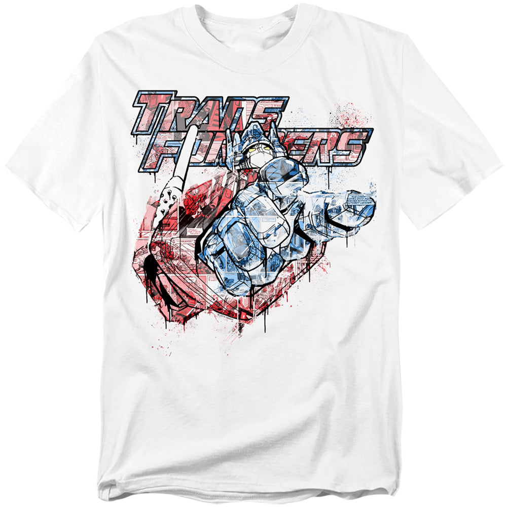Hasbro - Transformers - Spray Panels - Adult Unisex Short Sleeve T-Shirt - White
