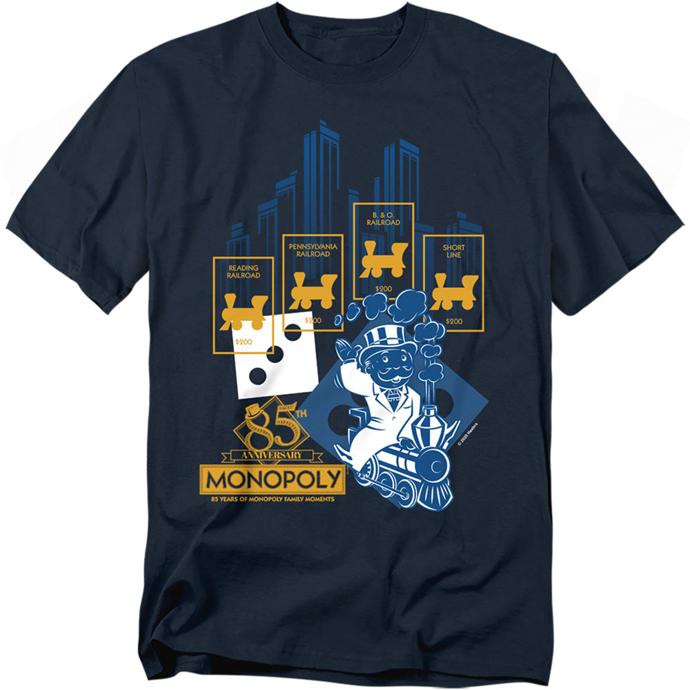 Hasbro - Monopoly - The True Railroad Tycoon - Adult Unisex T-Shirt - Blue