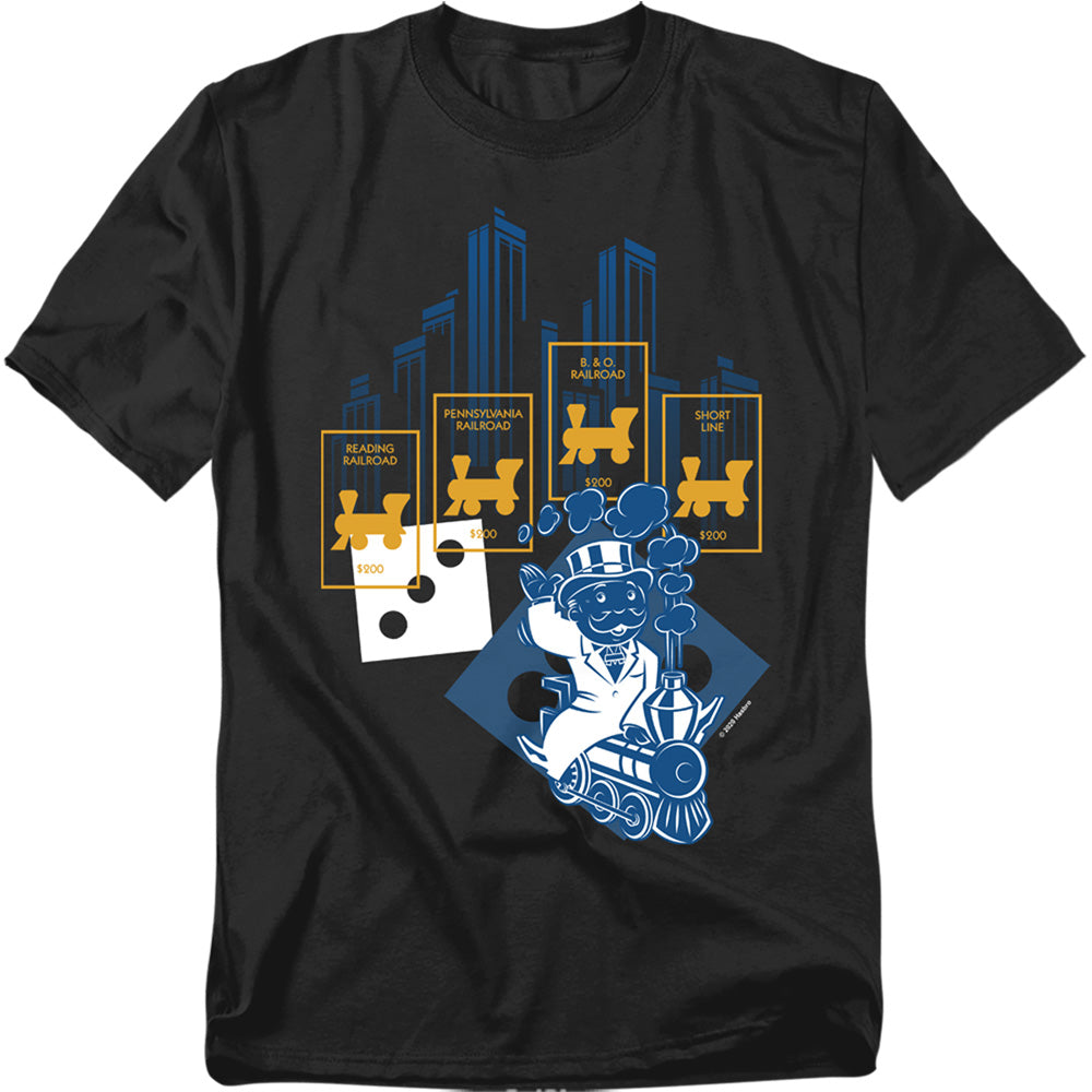 Hasbro Monopoly The True Railroad Tycoon No Logo Adult Unisex T-Shirt Black
