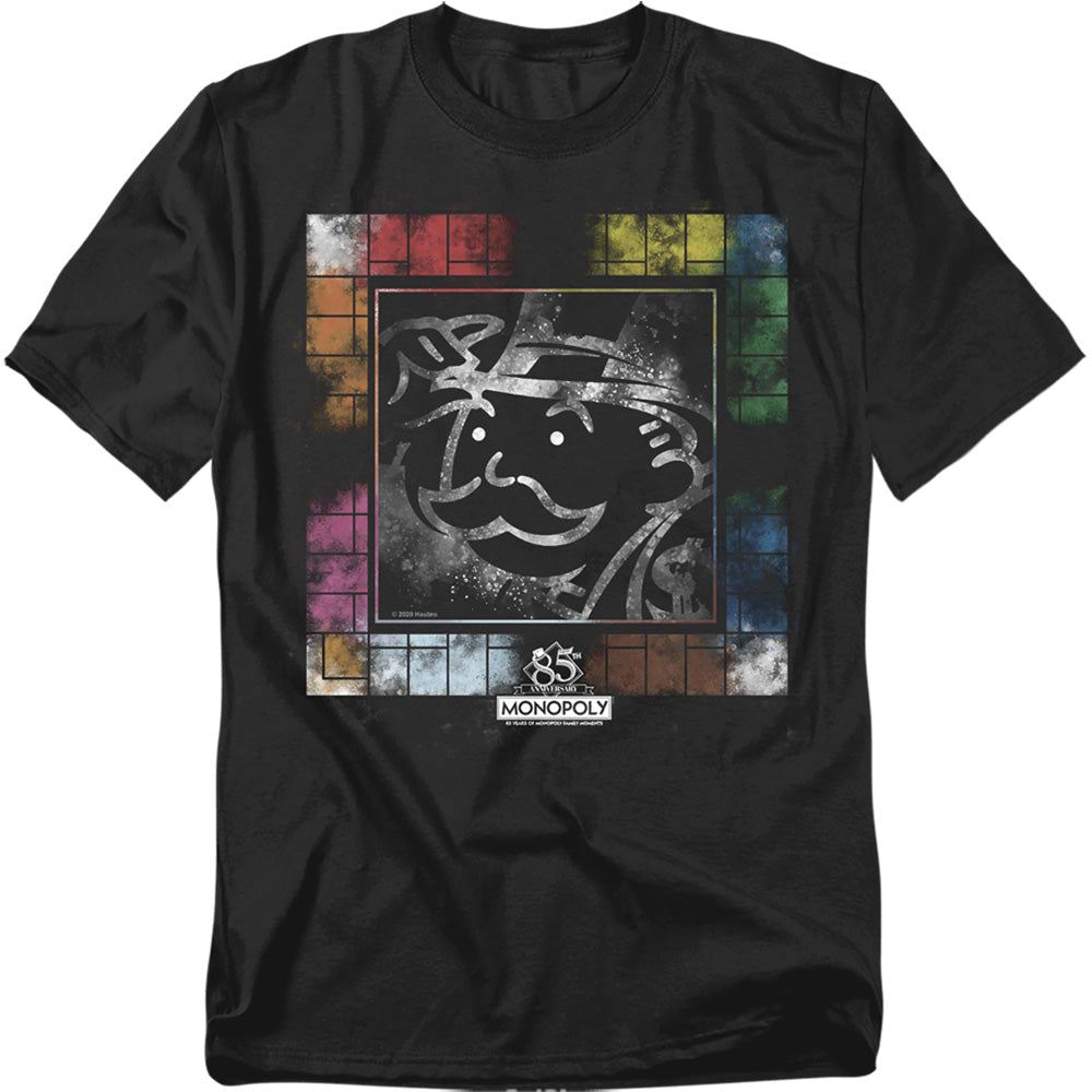 Hasbro - Monopoly - Dusty Game Board - Adult Unisex Short Sleeve T-Shirt - Black