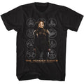 Hunger Games - Katniss With Districts - American Classics - Solid Black Adult Short Sleeve T-Shirt