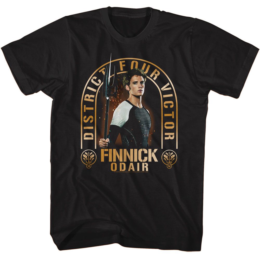 Hunger Games - District Four Victor - American Classics - Solid Black Adult Short Sleeve T-Shirt