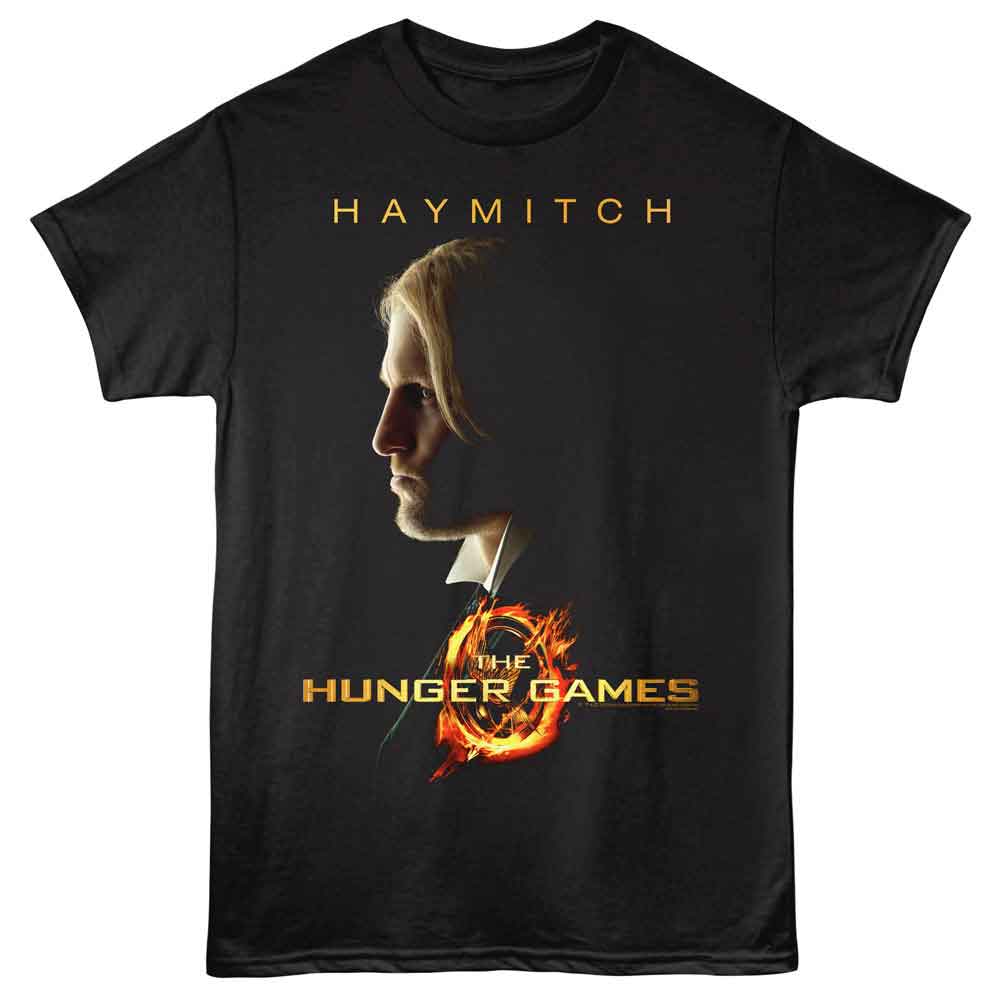 Hunger Games - Haymitch Profile - Front Print Adult Short Sleeve Solid T-Shirt - Black