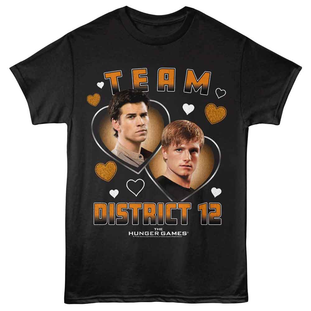 Hunger Games - Team District 12 - Adult Short Sleeve T-Shirt - Black