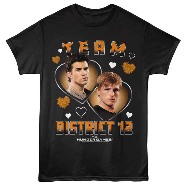Hunger Games - Team District 12 - Adult Short Sleeve T-Shirt - Black