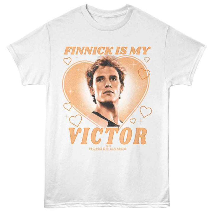 Hunger Games - Finnick Is My Victor - Solid Adult Unisex Short Sleeve T-Shirt - White