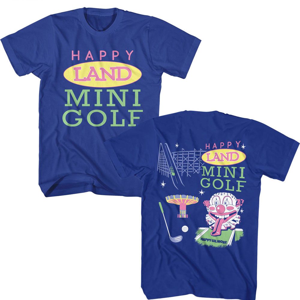 Happy Gilmore - Happy Land Mini Golf - American Classics - Solid Blue Adult Short Sleeve T-Shirt