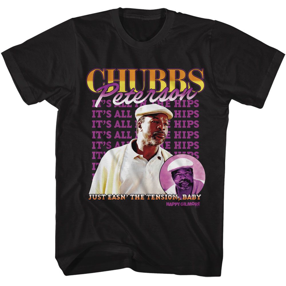 Happy Gilmore - Easn The Tension - American Classics - Solid Black Adult Short Sleeve T-Shirt