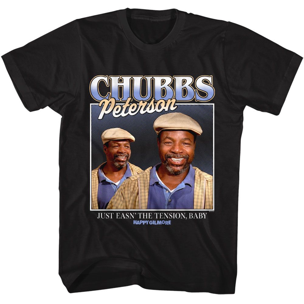 Happy Gilmore - Just Easin The Tension Baby - American Classics - Solid Black Adult Short Sleeve T-Shirt