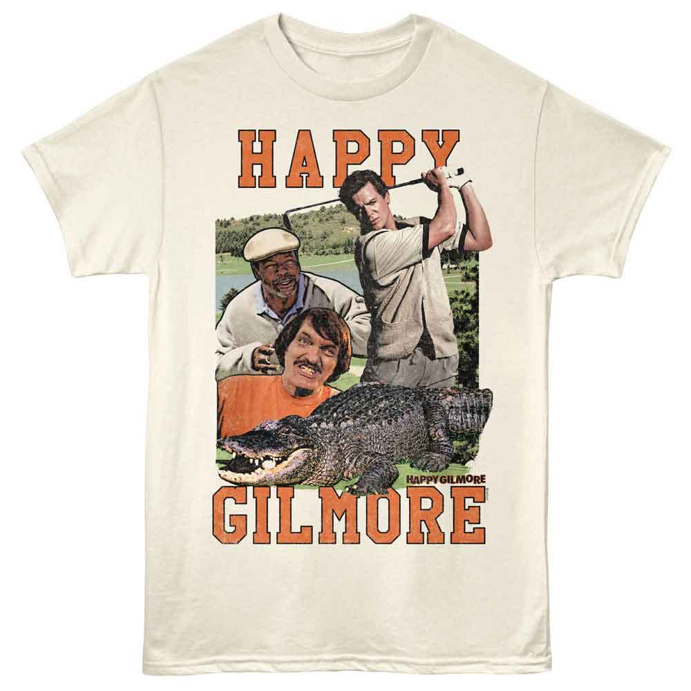 Happy Gilmore - Group Collage - Front Print Adult Short Sleeve Solid T-Shirt - Natural
