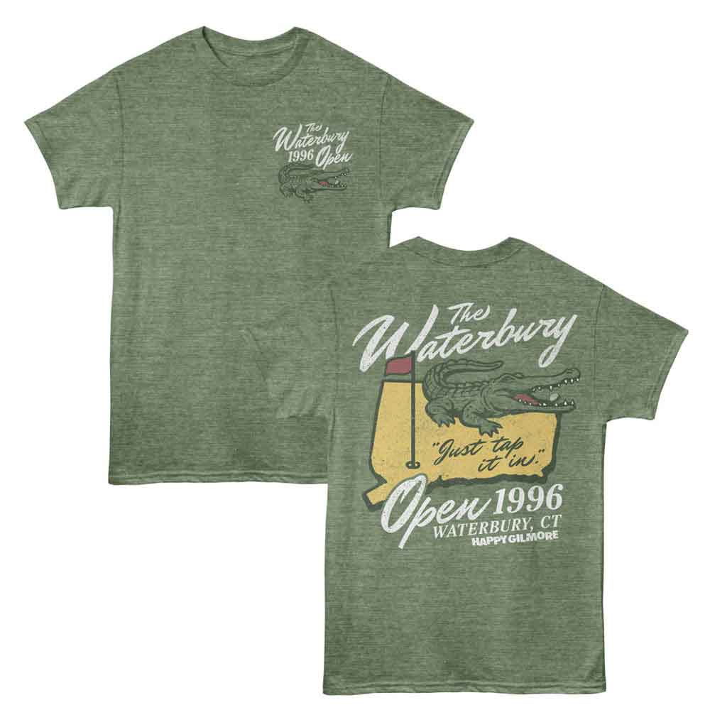 Happy Gilmore - The Waterbury Open Alternate Version - 2-Sided Print Adult Short Sleeve Heather T-Shirt - Military Green Heather