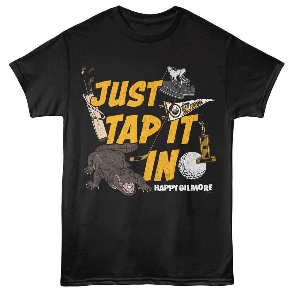Happy Gilmore - Tap It In W Icons - Licensed Adult Unisex Short Sleeve T-Shirt - Black