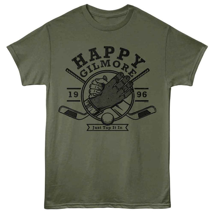 Happy Gilmore - Handshake - Licensed Adult Unisex Short Sleeve T-Shirt - Military Green