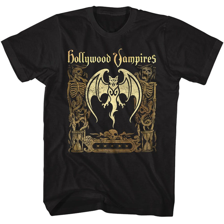 Hollywood Vampires - Bat And Skeletons - American Classics - Solid Black Adult Short Sleeve T-Shirt