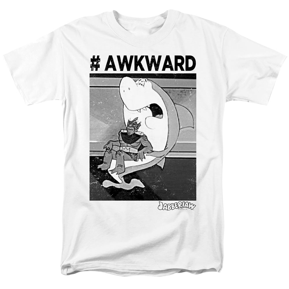 Jabberjaw - Awkward - Adult Unisex Short Sleeve T-Shirt - White
