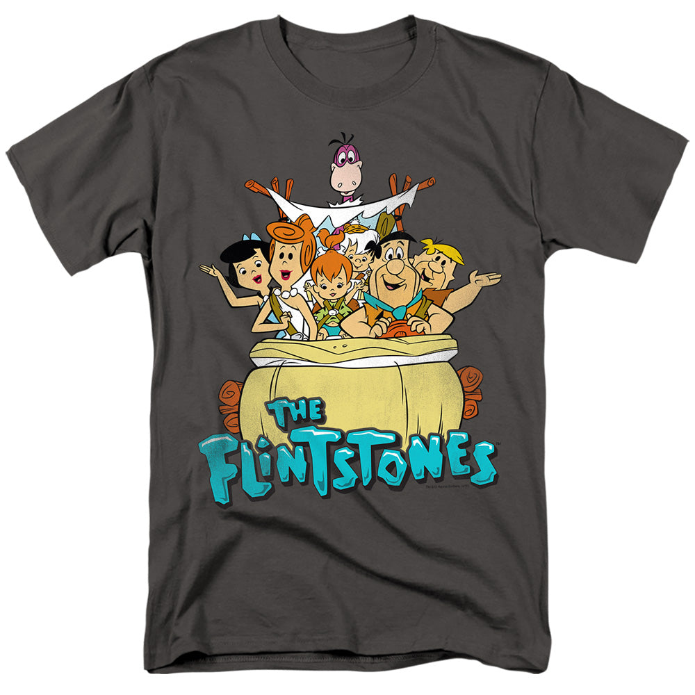 The Flintstones - Ride On - Adult Unisex Short Sleeve T-Shirt - Gray