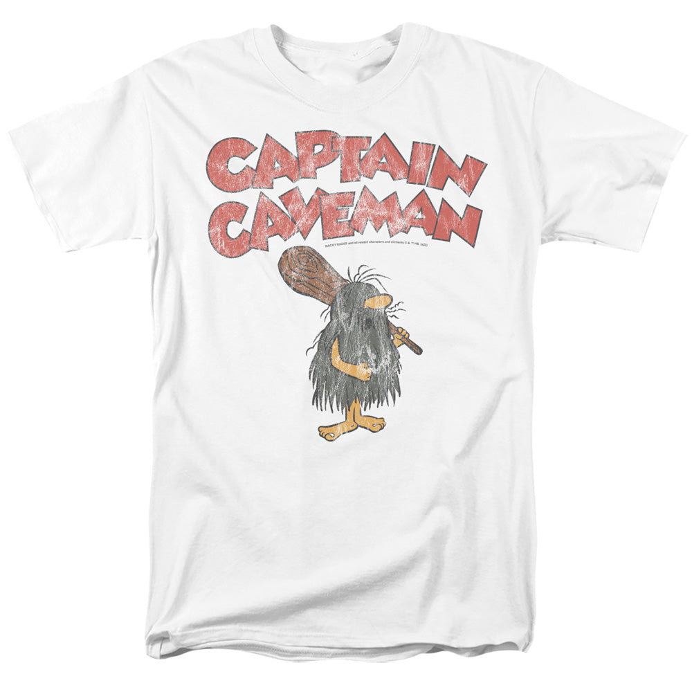 Wacky Races - Captain Caveman 2 - Adult Unisex Short Sleeve T-Shirt - White