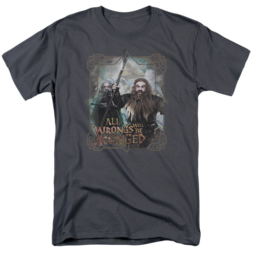 The Hobbit - Wrongs Avenged - Adult Unisex Short Sleeve T-Shirt - Gray