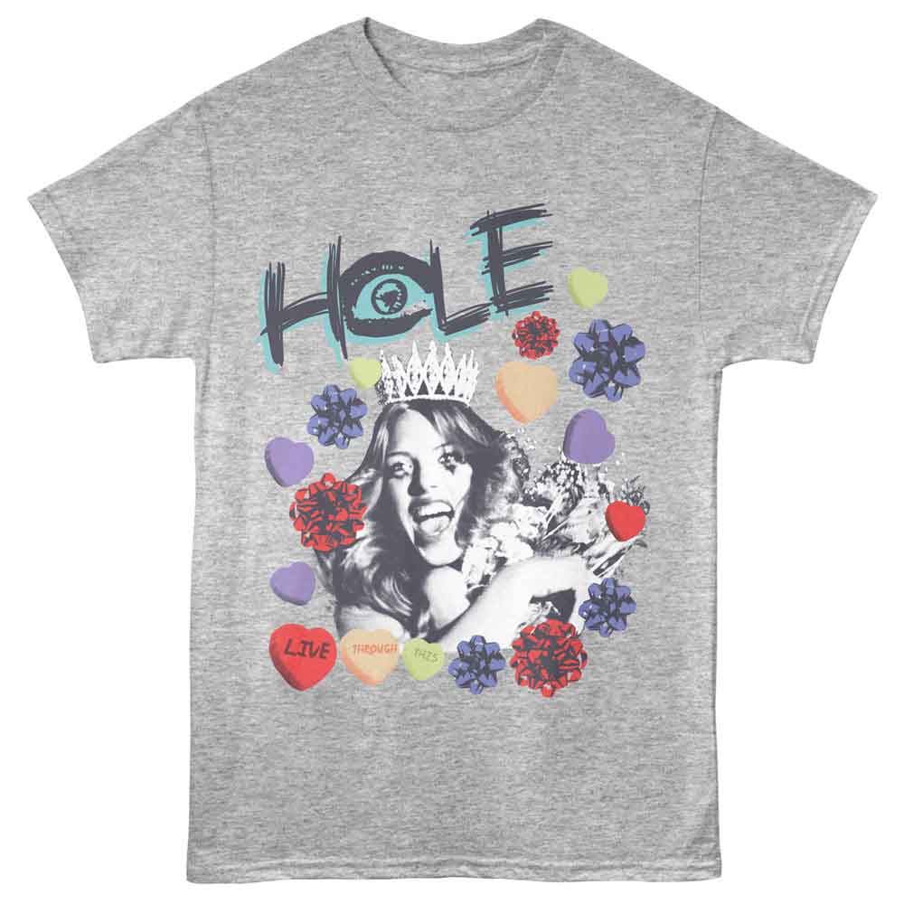 Hole - Hearts And Bows - Licensed Adult Unisex Short Sleeve T-Shirt - Gray Heather