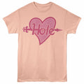 Hole - Heart - Front Print Adult Short Sleeve Solid T-Shirt - Peach