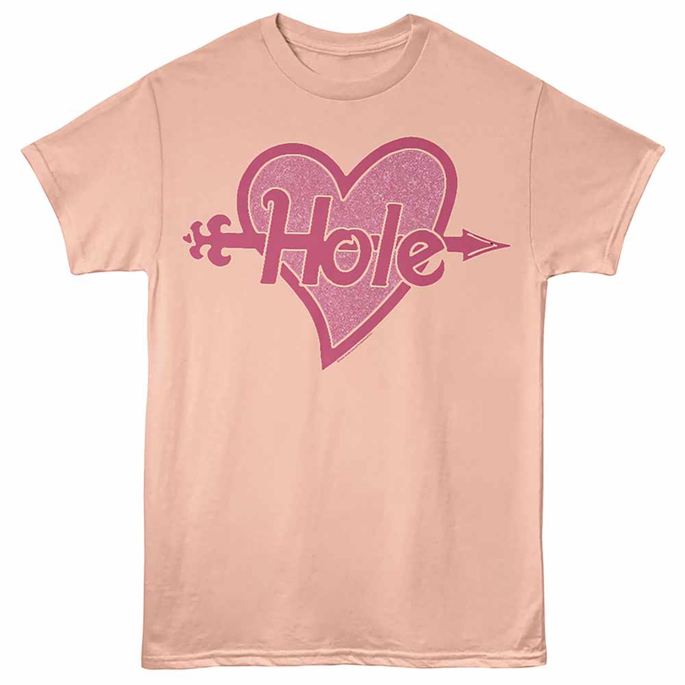 Hole - Heart - Front Print Adult Short Sleeve Solid T-Shirt - Peach