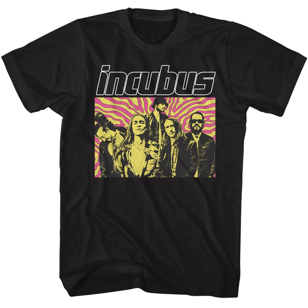 Incubus - Swirl Background - American Classics - Solid Black Adult Short Sleeve T-Shirt