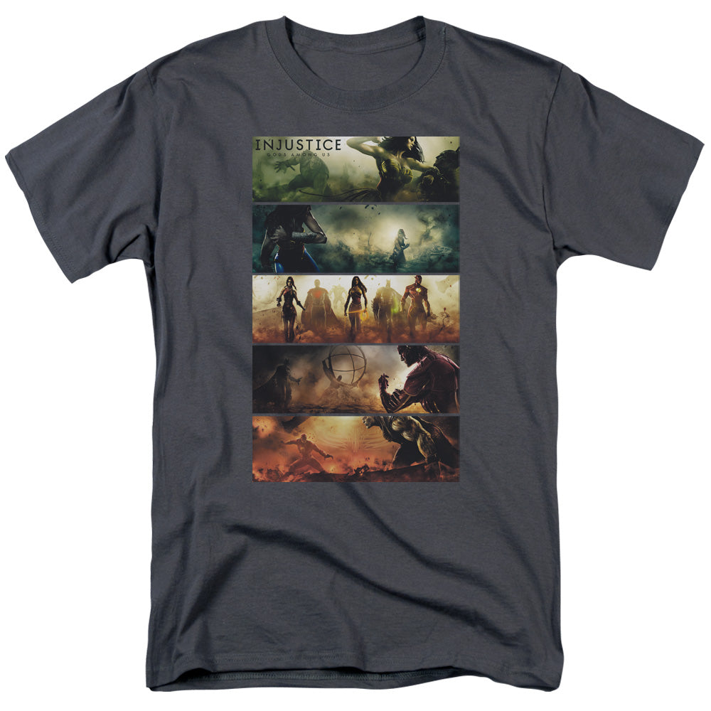 DC Comics - Injustice Gods Among Us - Panels - Adult Unisex T-Shirt - Gray