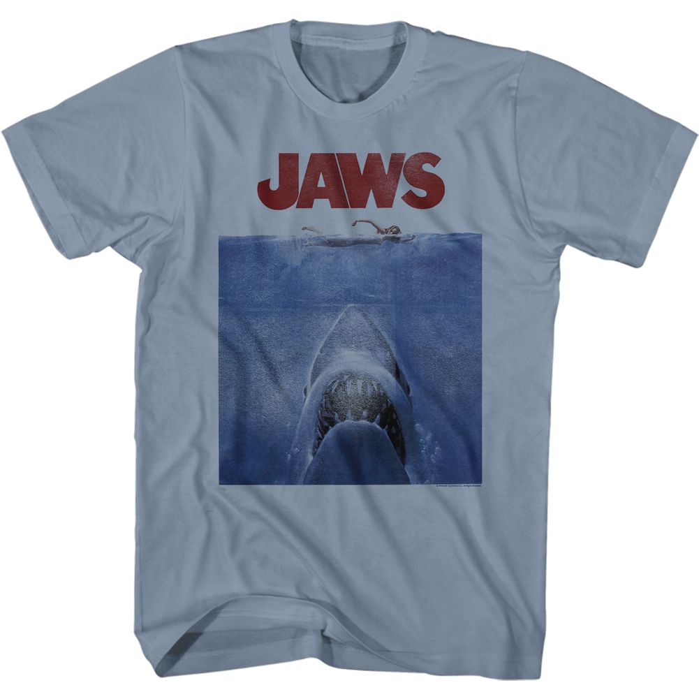 Jaws Poster Blue Officially Licensed Adult Short Sleeve Comfort Color T-Shirt