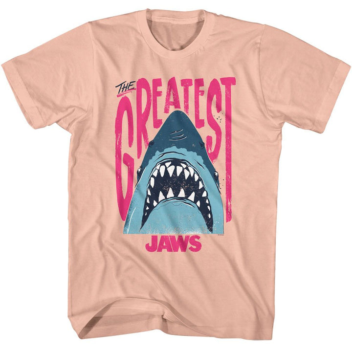 Jaws - The Greatest - American Classics - Solid Orange Adult Short Sleeve T-Shirt
